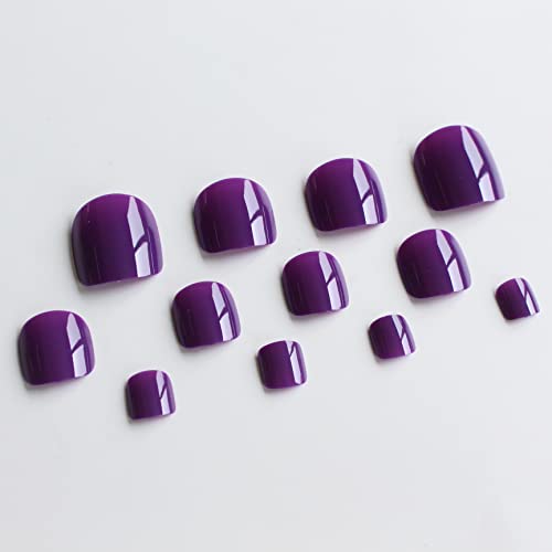 Dark Purple Press on Toenails Short,SXVME Glossy Fake Toe Nails Press on Toes Nails Glue on,Toe Acrylic Nails Fake Toenails,Stick on Toe Tails for Women in 24 PCS - Image 5