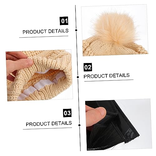 3 Sets Detachable Curly Human Hair Wigs with Winter Hat Ponytail Design - Image 7