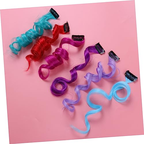24 Pcs Women Colored Wigs Rainbow Wigs Multi-colors Highlights Clip Straight Highlight Hairpieces Wigs Colored Curly Human Hair Wig Women's Wigs One Piece Miss Hair Extensions - Image 7