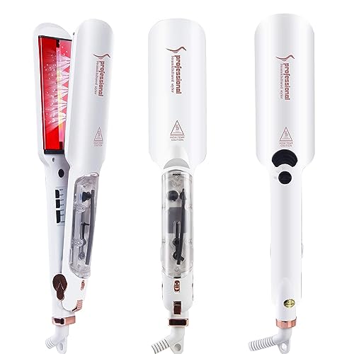 DORISILK White 2-in-1 Professional Steam Hair Straightener and Curler for All Hair Types