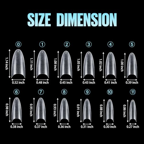 TOMICCA 360pcs Long Oval Matte Soft Gel Nail Tips Half Cover False Nails 15 Sizes - Image 8