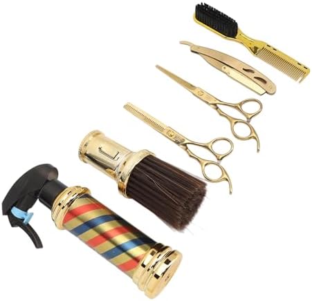 Professional 6-Piece Hair Cutting Scissors Set with Spray Bottle, Comb, Brush, Beard Holder