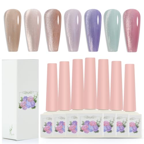 Daily Cat Eye Series - Cat Eye Nail Polish Gel Kit– Cat Eye Gel Nail Polish Gel para uñas Beige Nude Magnetic Varnish Magnetic Nail Gel Polish