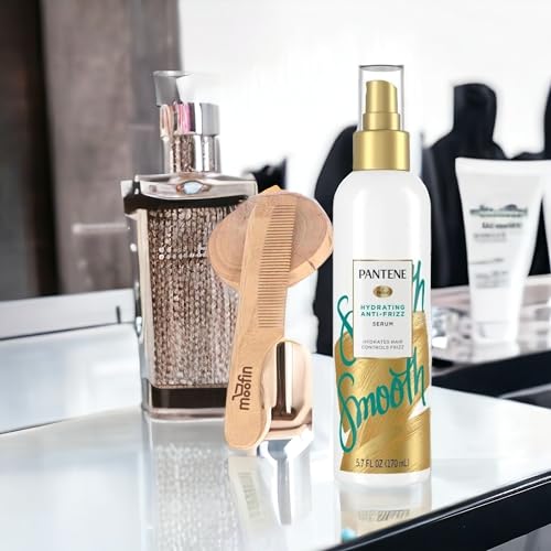 Pantene Pro-V Smooth Hydrating Anti-Frizz Hair Serum 5.7 fl oz 4 Pack with Wooden Comb - Image 3