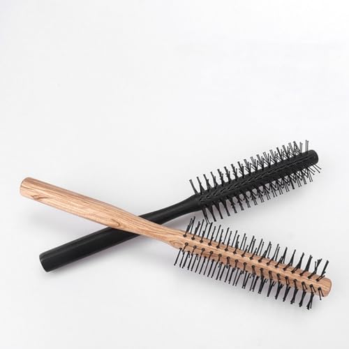 FRCOLOR Small Round Brush Wooden Handle Nylon Bristles Ball-Tipped Pin Tail Comb for Short Hair Styling - Image 9