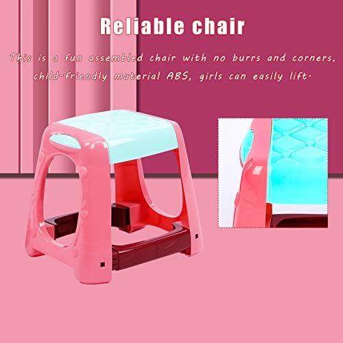 Kids Vanity Dressing Table - Make Up Desk w/Stool Beauty Kit Glamour Princess Magic Mirror Lights Music Pretend Toy Children for Child Beauty Dresser Table with Fashion & Makeup Accessories for Girls - Image 6