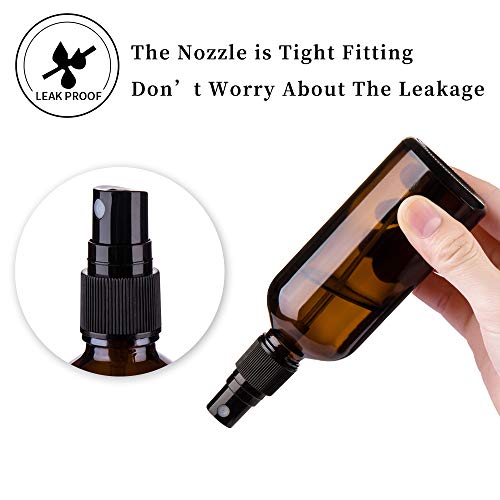 Hydior 4oz Amber Glass Spray Bottle for Essential Oil, Empty Fine Mist Spray Bottle, 6 Pack - Image 3