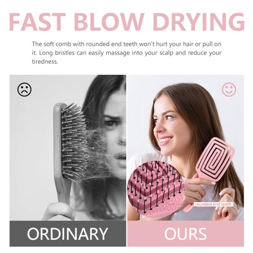 Vented Detangling Paddle Hairbrush for All Hair Types, Wet or Dry Use, Pink - Image 3