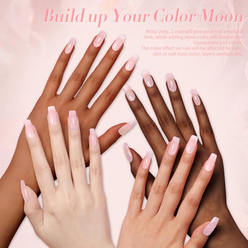 Born Pretty Hema-Free X-Jelly Gel Jelly Pink Gel Nail Polish Sheer Light Pink Translucent Soak Off Gel Polish U V Light Cure for Nail Art DIY 15ML,75% Mily Jelly - Image 5