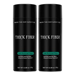 THICK FIBER Hair Fibers for Thinning Hair & Bald Spots (BLACK, Pack of 2) - 25g Bottle - Conceals Hair Loss in Seconds - Hair Powder for Women & Men