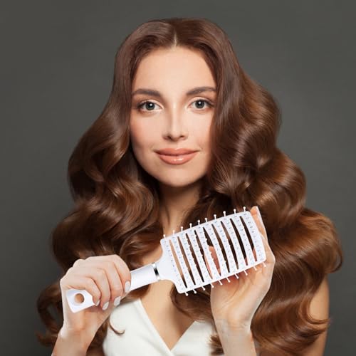 Ergonomic White Detangling Hair Brush for All Hair Types - Image 6