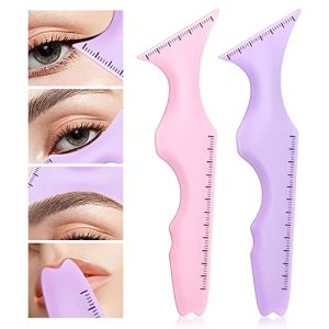 HOSAILY 2PCS 5 in1 Eyeliner Stencils Silicone Winged Tip Eyeliner Aid Eyebrow Pencil Stencils Multi-Purpose Eye Makeup Tool for Winged Eyeliner, Defined Eyebrow, Eyelash, Face Contour and Lip Line