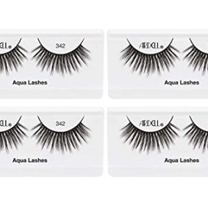 Ardell Aqua False Strip Lashes 342, Reusable Water Activated Lashes, 4 Pack for Easy Use