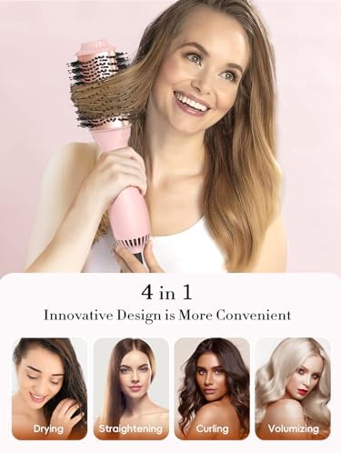 LANDOT Hot Hair Blow Dryer Brush: Upgraded Plus 2.0 Hot Air Brush - One-Step HairDryer Styler and Volumizer 4 in 1 for Drying Straightening Curling Volumizing Hair - Fight Frizz and Add Volume - Image 3