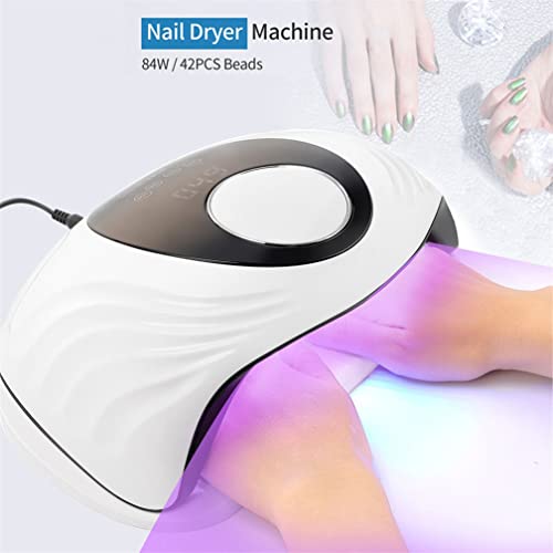UV LED Nail Lamp,Nail Dryer with 42 LED Ultraviolet Beads, UV Nail Lamp 4 Timing Settings Two Pointers Automatic Sensor Portable Handle, Gel Nail Ultraviolet,White - Image 2