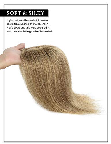 Rose Bud 14 Inch Light Brown Human Hair Clip-In Topper for Thinning Hair - Image 5