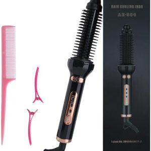 Rotating Curling Iron Brush 1 Inch Barrel,Thermal Brush Heated Round Brush,Hot Curling Comb for Medium Hair,Ceramic Electric Hair Styling Brush 2 in 1 Hair Straightener and Curler