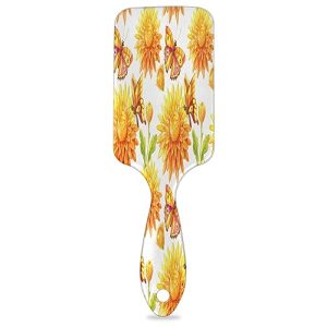 Flower Butterflies Hair Brush Detangler Brush with Nylon Bristle for Thick Curly Thin Long Short Wet or Dry Hair Adds Shine and Makes Hair Health Paddle Hairbrush for Women Men