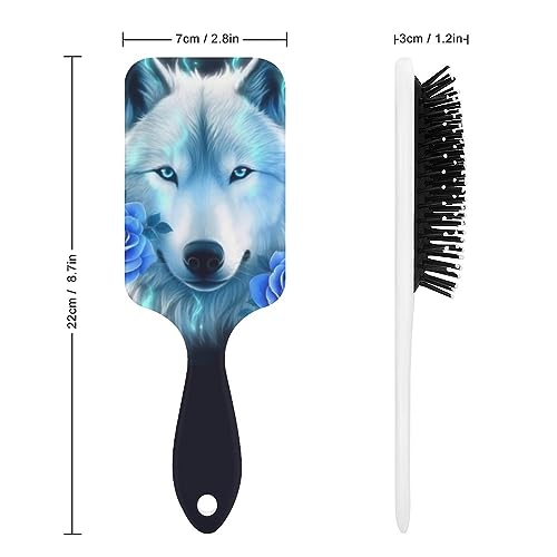 Hair Brush Wolf Blue Flower Air Cushion Comb Plastic Soft Anti Static Hairbrush Paddle for Women Girls Ladies - Image 2