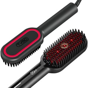 TYMO Upgraded Ionic Hair Straightener Brush 16 Heat Settings Dual Voltage for Thick Curly Hair