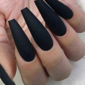 BettyCora Matte Black Long Coffin Salon Quality Acrylic Press On Nails Set