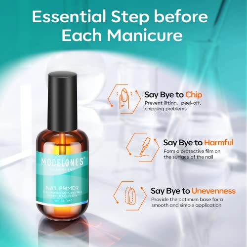 modelones UV Gloves and Nail Primer for Gel Nail Primer for Nails 15ml Gel Polish Primer No Lift Acid Free Fast Air Dry Nail Prep Nail Bonder - Image 6