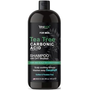 Tea Tree Shampoo For Men with Organic Tea Tree Oil and Carbonic Acid - Mens Tea Tree Shampoo For Itchy and Dry Scalp, Fights Hair Loss and Stimulates Hair Growth - With DHT Blockers (16 FL Oz)