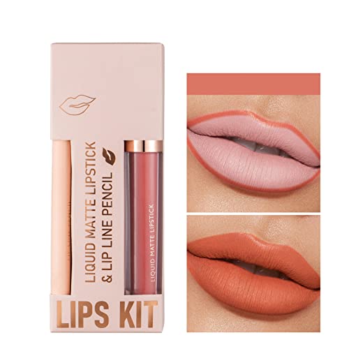 Long-Wear Waterproof Full Coverage Non-Sticky 3-Piece Lipstick Lipliner Lip Gloss Set - Image 2