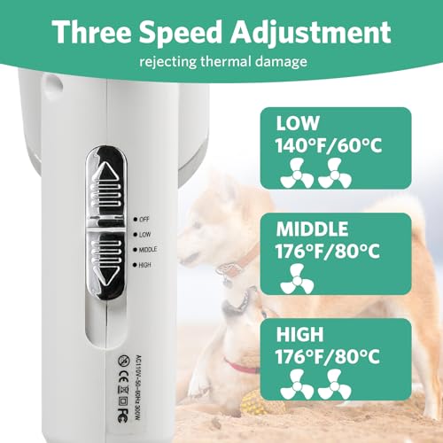 Quiet Portable 2-in-1 Pet Hair Dryer Blower with Slicker Brush for Small Medium Dogs Cats - Image 4