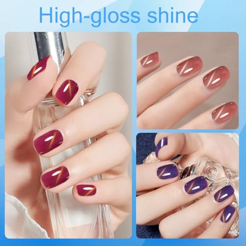 12 Colors Cat Eye Gel Nail Polish Kit with UV LED Lamp Magnetic Sticks for Home DIY Manicure - Image 6