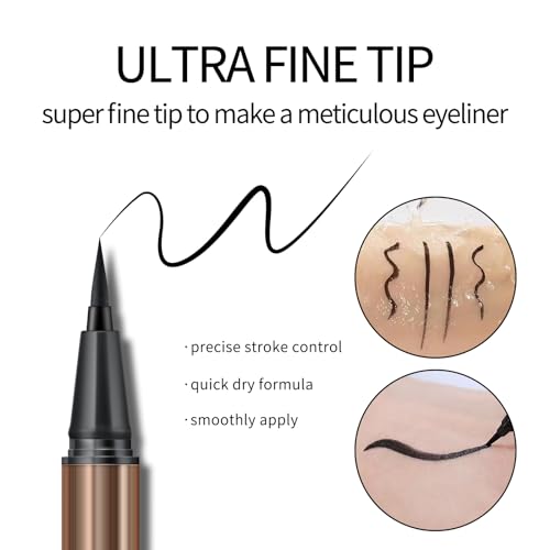 KYDA 2 Pcs Black Liquid Eyeliner, Natural Matte Tint, Ultra Fine Tip, Lasting Pigment Eyeliner Pencil, Silky Smooth Formula, Quick Drying - Image 5