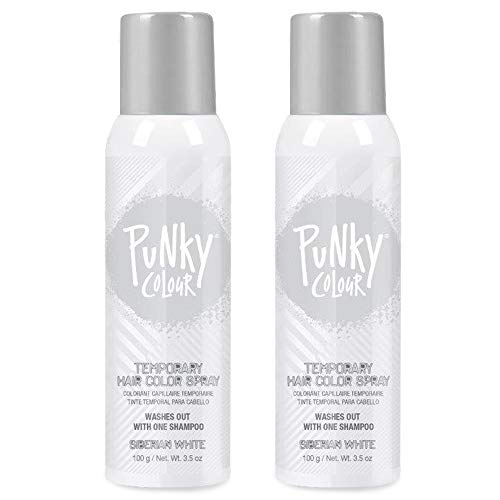 Punky Temporary Hair Color Spray, Siberian White, Non-Damaging, Quick Drying Hair Dye Instant Vivid Hair Color, 3.5 oz, 2-Pack