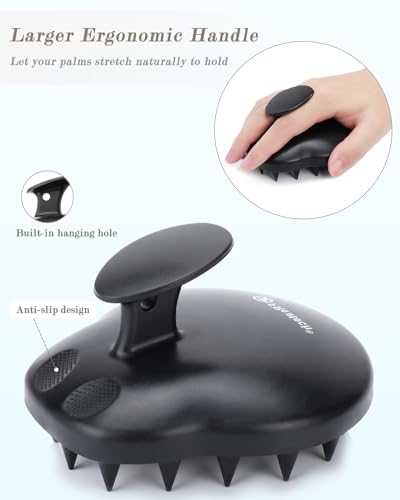 FREATECH 100% Silicone Hair Scalp Massager Shampoo Brush for Scalp Care and Hair Growth, Waterproof Shower Hair Scrubber Scalp Exfoliator for Dandruff and Buildup, Sturdy and Hygienic, Black - Image 2