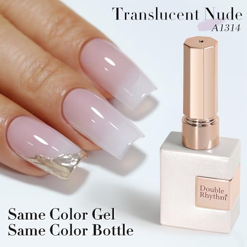 Double Rhythm 15ML Pink Nude Gel Polish Translucent Sheer Neutral Color Jelly Natural UV Led Nail Art DIY at Home (B-A1314) - Image 4