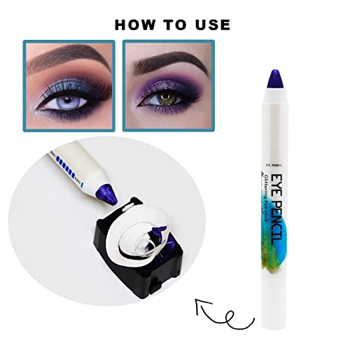 Glitter Eyeshadow Stick Matte Metallic Shimmer Eyeshadow Pencil Waterproof Long Lasting Strong Pigmented Soft Smooth Pearl Eye Makeup Crayon for Women - Image 6
