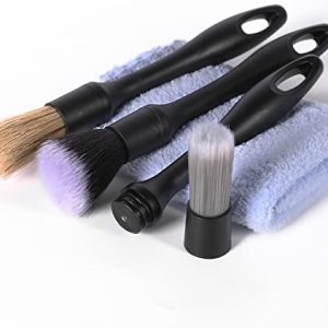 Natural Boars Hair Car Detailing Brush Set for Gentle Interior and Exterior Vehicle Cleaning