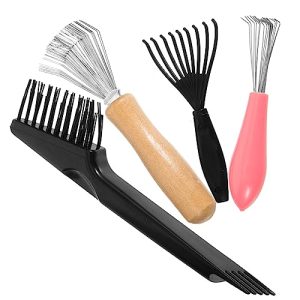GLEAVI 4Pcs Comb pet comb Cleaner hair comb metallic line hair remover Metal hair Handheld clean catch Remover comb hair claw hairbrush portable scalp clean