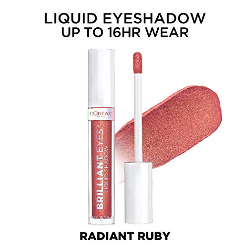 L'Oreal Paris Brilliant Eyes Shimmer Liquid Eye Shadow, Longwearing Lasting Shimmer, Crease Resistant, Flake-Proof, Precision Applicator, Quick Dry, Non-Greasy, Radiant Ruby, 0.1 oz. - Image 7