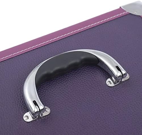 Purple 3-Tier Rolling Makeup Train Case with 4 Wheels for Nail Polish and Jewelry - Image 6