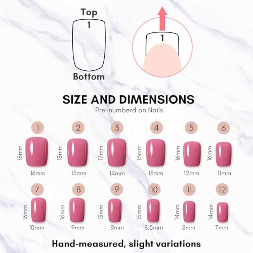 Makartt Press On Nails Kit, Glue on Nails Acrylic Nail Tips Fake Nails 12 Sizes 24 Pcs Coffin False Nails with Nail Glue Stick Adhesive Tabs Mini File Manicure for Nail Art Home Salon(Rose Red) - Image 4