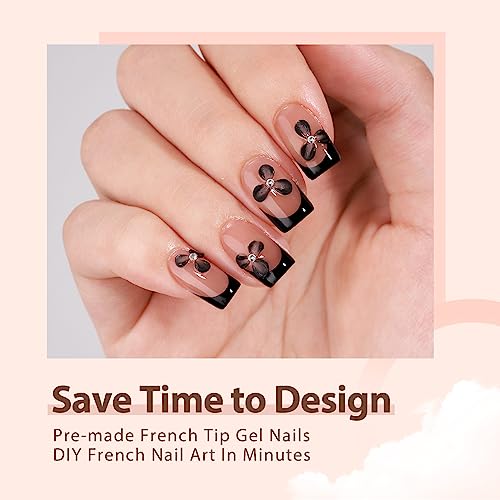 btartboxnails XCOATTIPS French Tip Nails - Short Press on Nails, Square Nail Tips, Soft Gel Nail Tips, Soak Off Acrylic Fake Nails on Nail Extension - Image 2