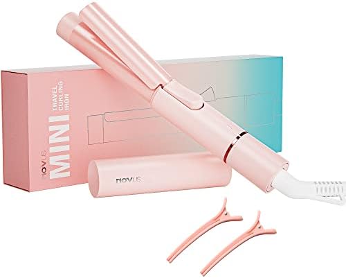 Mini Curling Iron for Short Hair,Travel Curling Iron Dual Voltage,Ceramic Small Curling Wand,Barrel Hair Curling Iron 1 Inch Heat-Up Fast,Pink Portable Hair Curler
