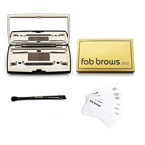 Duo Eyebrow Kit, Ultimate Brow Kit with Compact Powder Mirror and Eyebrow Shaper, Waterproof Eye Makeup Contour Palette Set for Eyebrow, Eyebrow Cosmetics, (Dark Brown/Chocolate Brown)