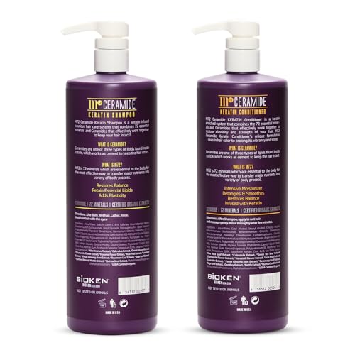 M72 Ceramide Keratin Shampoo and Conditioner Set 32 oz for Dry Hair Moisturizing - Image 2