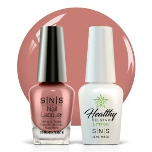 SNS Nail UV Gel and Nail Polish Lacquer Combo, Satin & Lace - Mysterious Allure (Natural/Nudes) - Long-Lasting Nail Color, Gel & Lacquer Duo Lasts 14 Days - UV Lamp Required - 0.5 Fl Oz