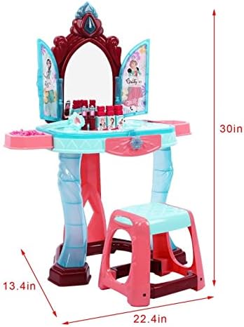 Kids Vanity Dressing Table - Make Up Desk w/Stool Beauty Kit Glamour Princess Magic Mirror Lights Music Pretend Toy Children for Child Beauty Dresser Table with Fashion & Makeup Accessories for Girls - Image 7