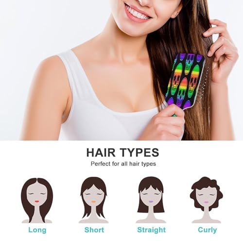 Detangling Hair Brush for Women Anti-Static Air Cushion Comb, for Rainbow Skulls Massage Scalp Hairbrush for Long, Thick, Curly, Wavy, Dry or Damaged Hair - Image 3
