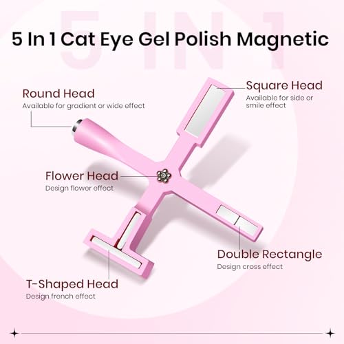5-in-1 Pink Cat Eye Gel Polish Nail Magnet Tool with Strong Magnetism for DIY Manicure - Image 3