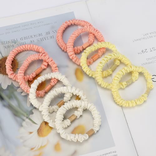 JessLab Scrunchy Hair Ties, 10 Pcs Silk Satin Hair Ties Ponytail Holders Gentle Elastic No Damage Scrunchies Hair Bands Stretchy Hair Accessories for Girls Women Ladies, Color Assorted - Image 4