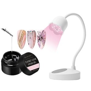 Makartt 3D Clear Spider Gel for Nail Art Elastic Gel Nail Paint Drawing 3D Spider Gel Bundle With Luminoza 10W Rechargeable UV LED Nail Lamp